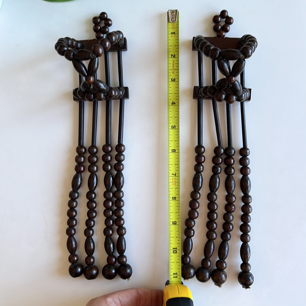 Vintage Wood Bead Hanging Plant Holders Pair - Picture 6 of 15